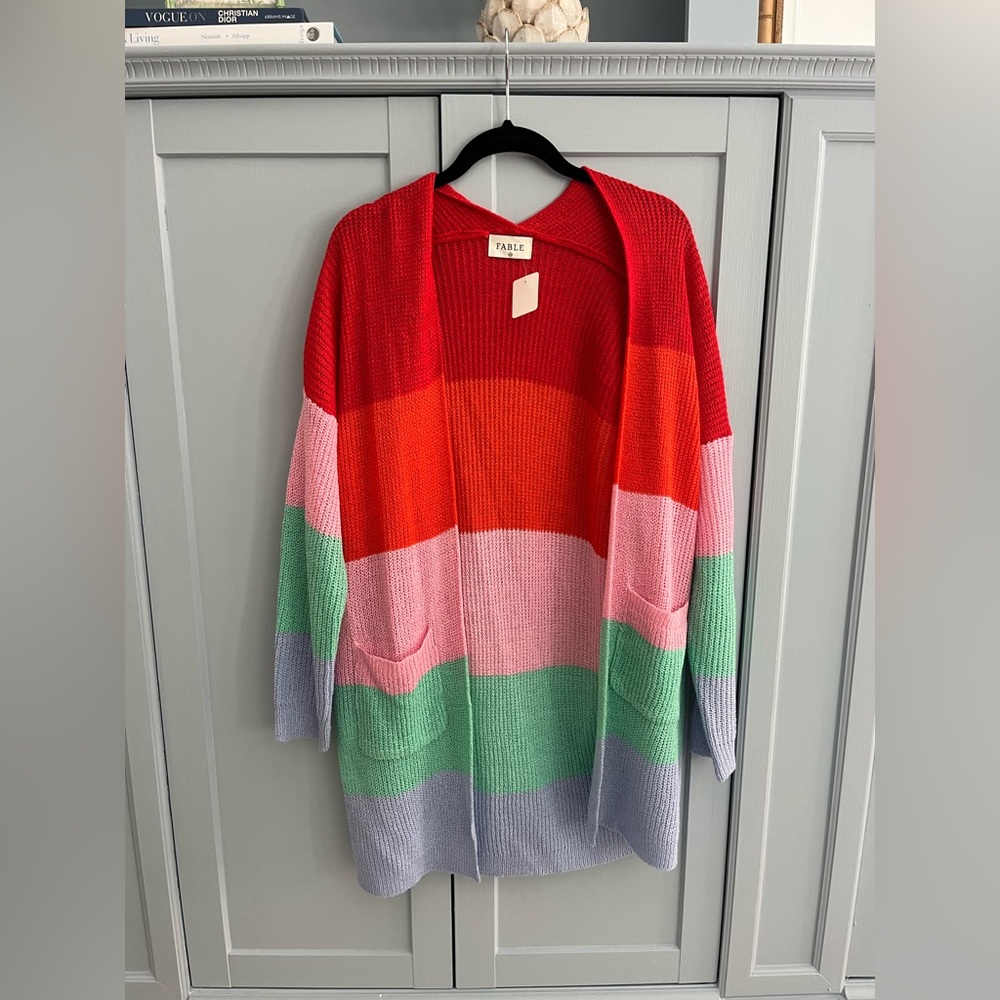 Multi colored fable cardigan- size small/medium